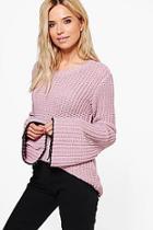 Boohoo Imogen Stripe Edge Wide Sleeve Chunky Jumper