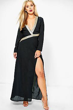 Boohoo Plus Evie Trim Detail Maxi Dress