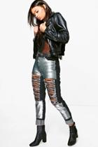 Boohoo Hatty High Rise Heavy Sequin Boyfriend Jeans Black