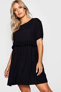 Boohoo Plus Ruffle Detail Smock Dress