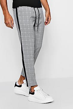 Boohoo Check Smart Jogger With Tape Detail