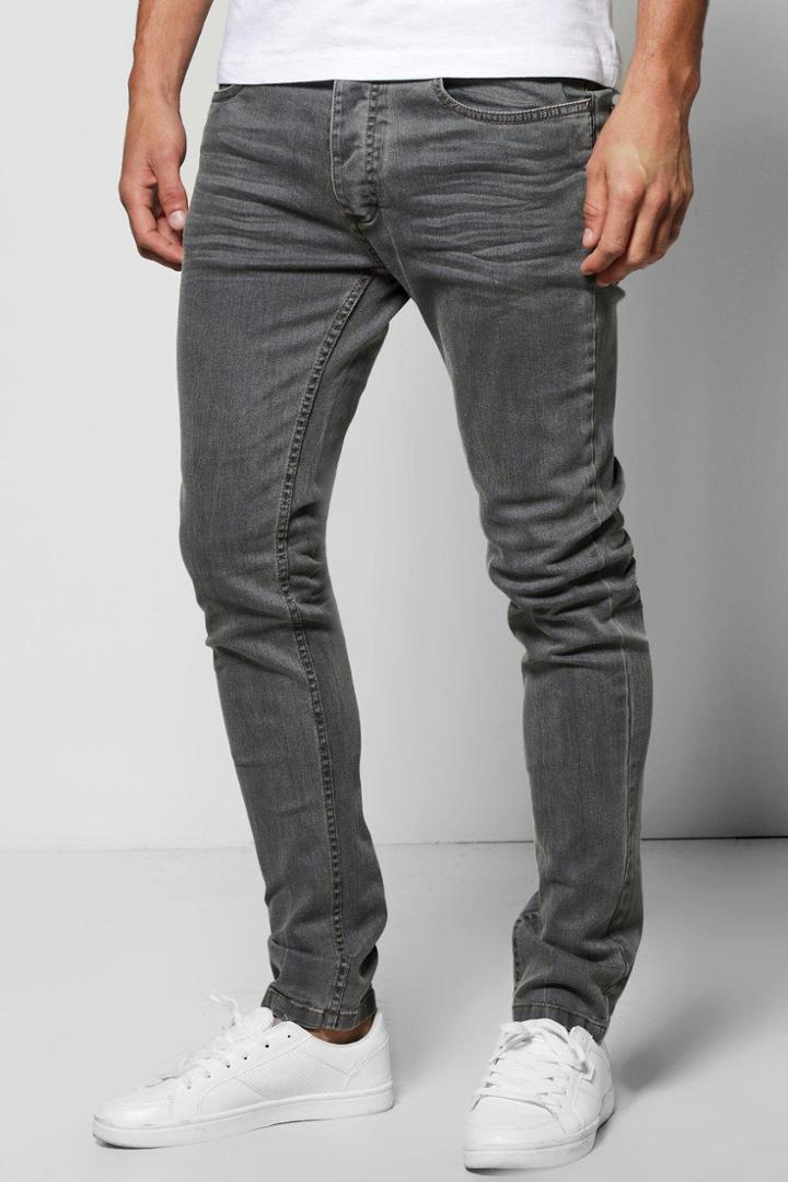Boohoo Stretch Skinny Dark Grey Jeans Grey