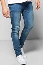 Boohoo Skinny Fit Denim Jeans In Mid Blue