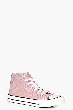 Boohoo Ella Metallic Canvas High Top