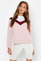 Boohoo Chevron Contrast Panel Sweatshirt