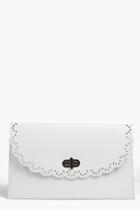 Boohoo Tegan Scallop Edge Twist Lock Clutch Bag White