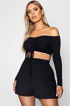 Boohoo Plus Rib High Waist Flippy Short