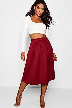 Boohoo Basic Box Pleat Midi Skirt