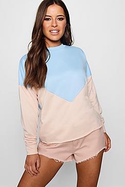 Boohoo Petite Jess Raw Hem Varsity Sweat