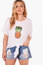 Boohoo Plus Yazz Pineapple Tie Detail Tee White