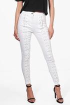 Boohoo Louise Eyelet Skinny Jeans