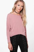 Boohoo Aimee Extreme Slit Arm Knitted Top Blush