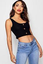 Boohoo Rib Knit Button Front Crop