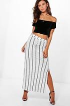 Boohoo Petite Holly Striped Side Split Jersey Maxi Skirt