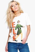 Boohoo Hallie Elf Licence T-shirt White