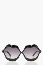 Boohoo Black Kiss Novelty Sunglasses