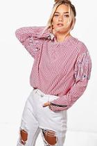 Boohoo Charlie Stripe Star Embroidered Top
