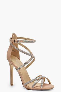 Boohoo Rose Diamante Cage Gladiator Sandals