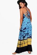 Boohoo Ciara Laser Cut Back Tie Dye Beach Maxi Dress