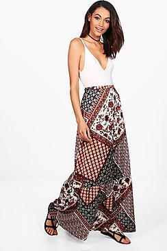 Boohoo Anouk Ruffle Detail Woven Maxi Skirt