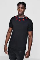 Boohoo Star Embroidered T-shirt With Rib Neck