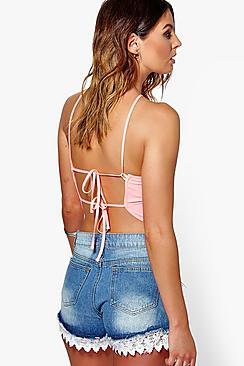 Boohoo Katie Tie Back Halterneck Top