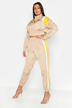 Boohoo Plus Colour Block Shell Tracksuit Jogger