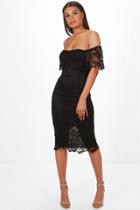 Boohoo Boutique Di Lace Off Shoulder Midi Dress Black