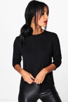 Boohoo Elizabeth Seam Detail Long Sleeve T-shirt Black