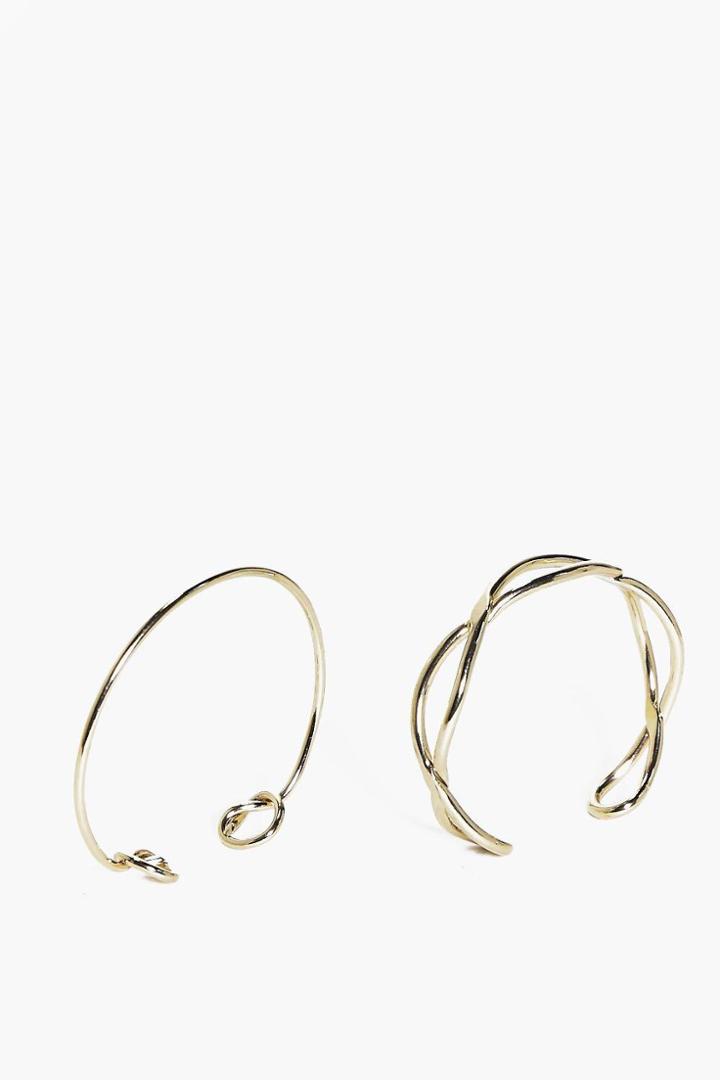 Boohoo Hope Twisted Cuff 2 Pack Gold