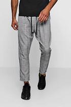 Boohoo Woven Checked Jogger With Red Stripe
