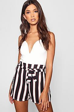 Boohoo Paperbag Wide Stripe Short