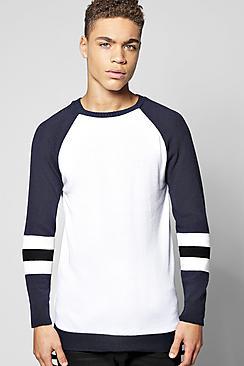 Boohoo Varsity Sleeve Stripe Raglan Jumper