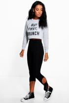 Boohoo Louella Tie Ankle Jersey Leggings Black