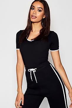 Boohoo Cap Sleeve V Neck River T-shirt