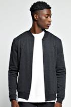Boohoo Slim Fit Jersey Bomber Charcoal