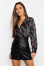 Boohoo Petite Chain Print Shirt