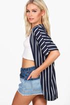 Boohoo Alana Striped Kimono Ivory