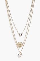 Boohoo Millie Filigree Coin Pendant Layered Necklace