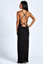 Boohoo Tilly Strappy Back Detail Maxi Dress Black