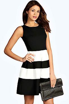 Boohoo Kate Monochrome Skater Dress