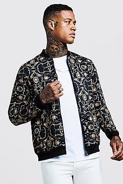 Boohoo Chain Detail Print Smart Bomber Jacket