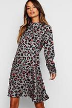 Boohoo Leopard Print Back Detail Shift Dress