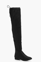Boohoo Orla Flat Tie Back Over The Knee Boots