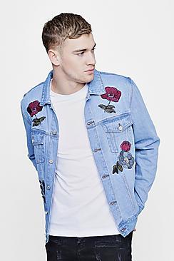 Boohoo Floral Embroidered Denim Western Jacket