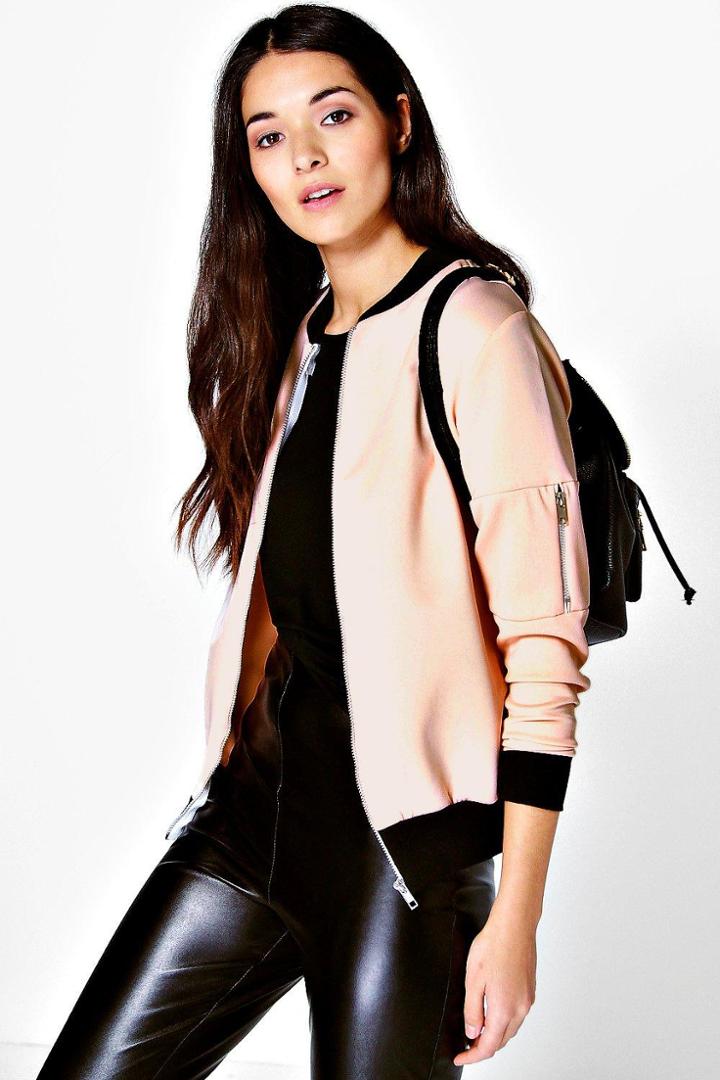 Boohoo Megan Ma1 Scuba Bomber Nude