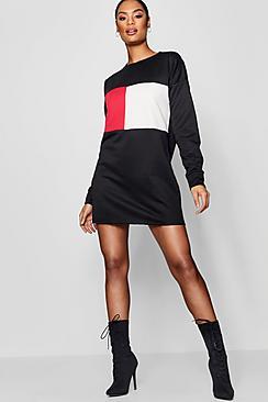 Boohoo Holly Colour Block Sweat Dress