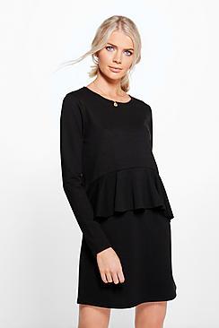 Boohoo Yasmin Ruffle Front Sweat Dress