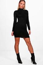 Boohoo Elaine High Neck Rouched Bodycon Dress