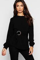 Boohoo Balloon Sleeve Buckle Detail Sweat